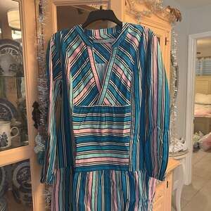 Marie Oliver striped multi silk long sleeve tunic dress